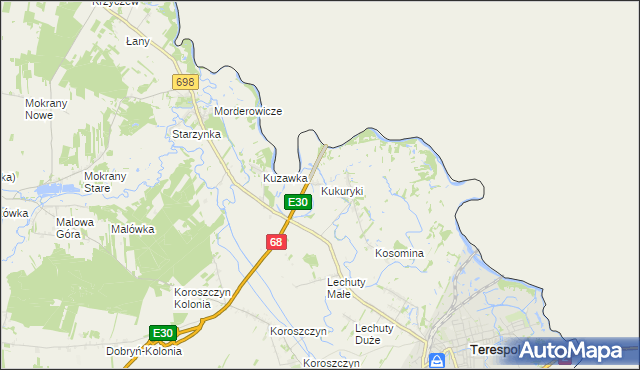 mapa Kukuryki, Kukuryki na mapie Targeo