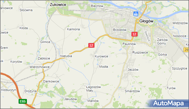 mapa Kurowice gmina Jerzmanowa, Kurowice gmina Jerzmanowa na mapie Targeo