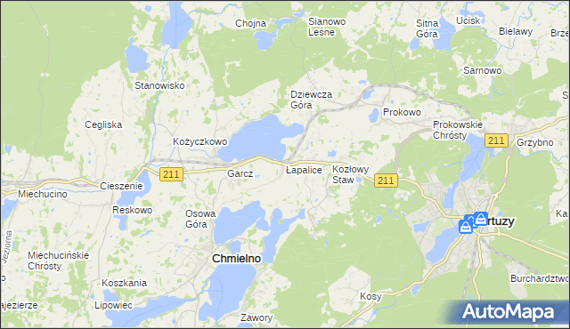 mapa Łapalice, Łapalice na mapie Targeo