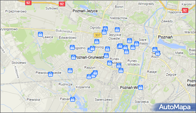 mapa Łazarz gmina Poznań, Łazarz gmina Poznań na mapie Targeo