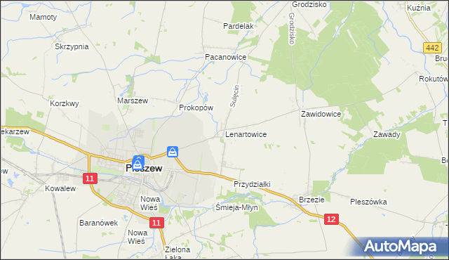 mapa Lenartowice gmina Pleszew, Lenartowice gmina Pleszew na mapie Targeo