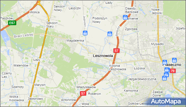 mapa Lesznowola powiat piaseczyński, Lesznowola powiat piaseczyński na mapie Targeo