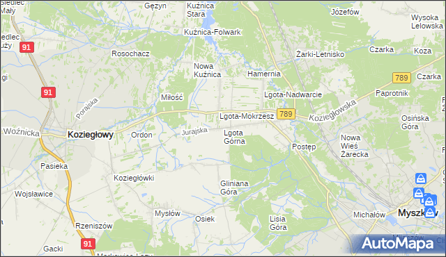 mapa Lgota Górna, Lgota Górna na mapie Targeo