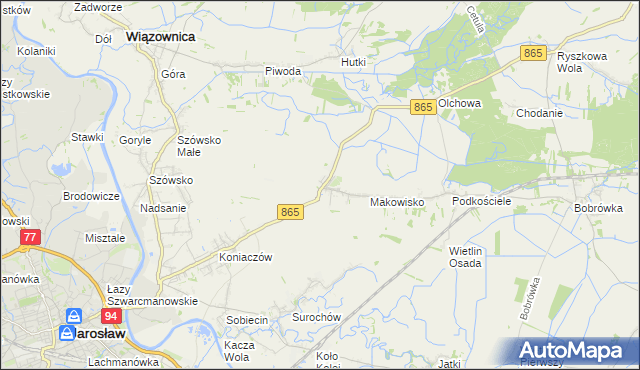 mapa Makowiska gmina Jarosław, Makowiska gmina Jarosław na mapie Targeo