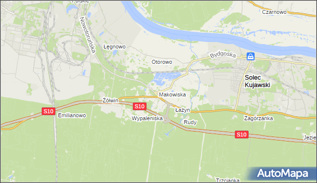 mapa Makowiska gmina Solec Kujawski, Makowiska gmina Solec Kujawski na mapie Targeo