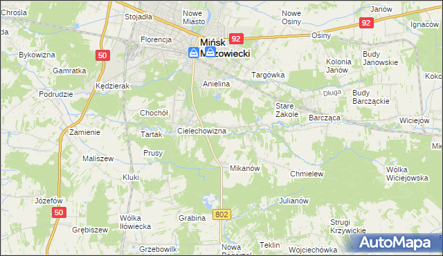 mapa Marianka gmina Mińsk Mazowiecki, Marianka gmina Mińsk Mazowiecki na mapie Targeo