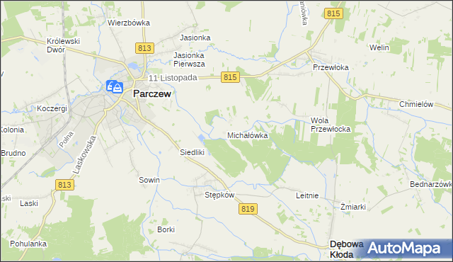 mapa Michałówka gmina Parczew, Michałówka gmina Parczew na mapie Targeo