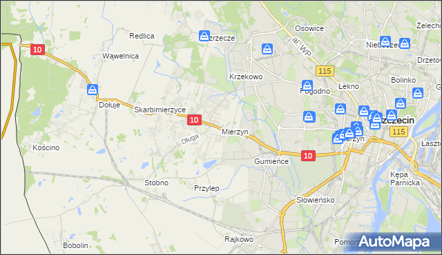 mapa Mierzyn gmina Dobra (Szczecińska), Mierzyn gmina Dobra (Szczecińska) na mapie Targeo