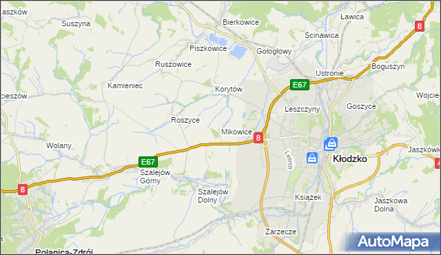 mapa Mikowice gmina Kłodzko, Mikowice gmina Kłodzko na mapie Targeo