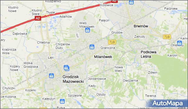 mapa Milanówek, Milanówek na mapie Targeo
