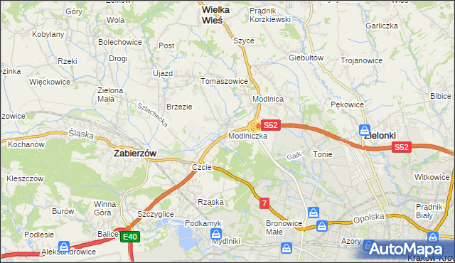 mapa Modlniczka, Modlniczka na mapie Targeo