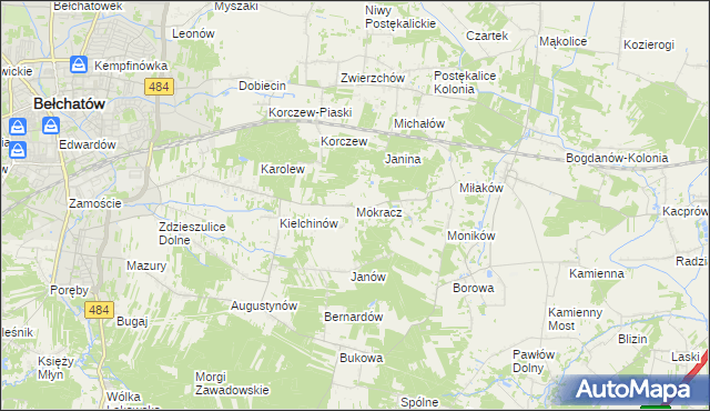 mapa Mokracz, Mokracz na mapie Targeo