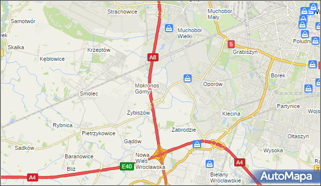 mapa Mokronos Dolny, Mokronos Dolny na mapie Targeo
