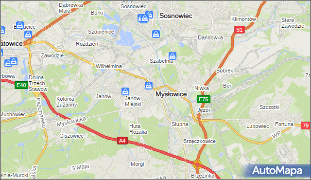 mapa Mysłowice, Mysłowice na mapie Targeo