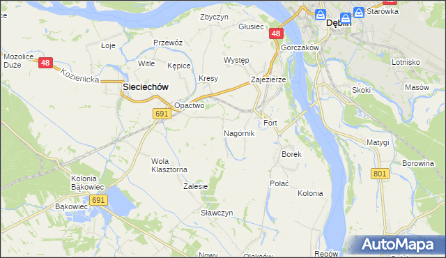 mapa Nagórnik gmina Sieciechów, Nagórnik gmina Sieciechów na mapie Targeo