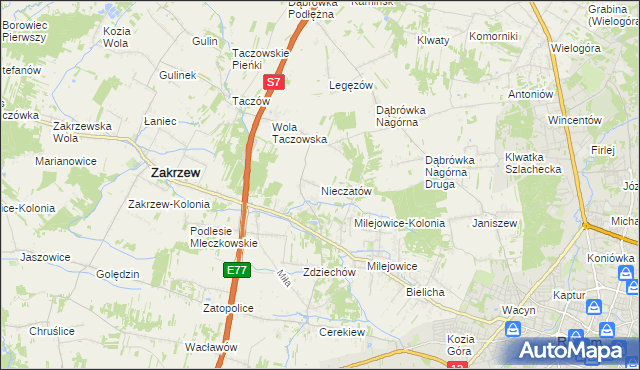 mapa Nieczatów, Nieczatów na mapie Targeo