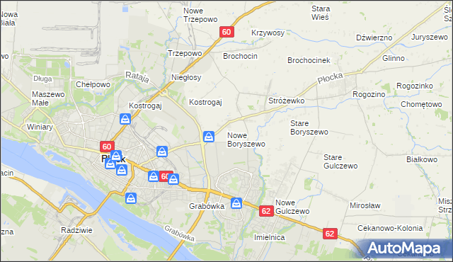 mapa Nowe Boryszewo, Nowe Boryszewo na mapie Targeo