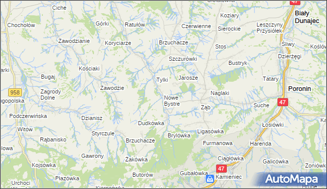 mapa Nowe Bystre, Nowe Bystre na mapie Targeo