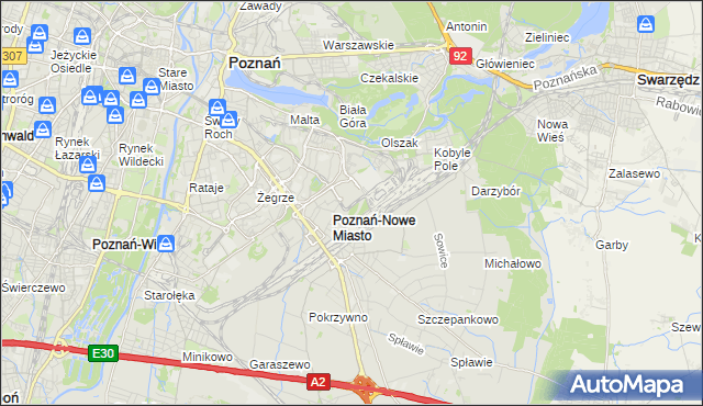 mapa Nowe Miasto gmina Poznań, Nowe Miasto gmina Poznań na mapie Targeo