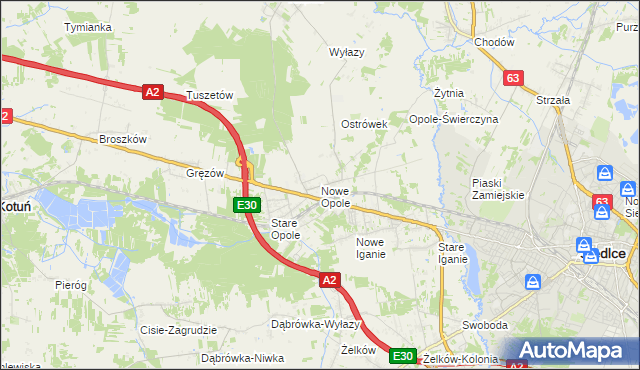 mapa Nowe Opole, Nowe Opole na mapie Targeo