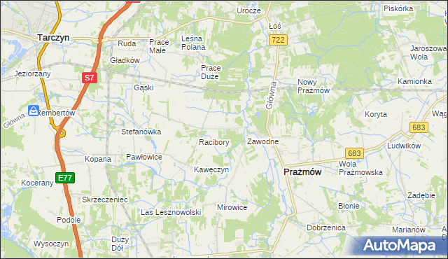 mapa Nowe Racibory gmina Tarczyn, Nowe Racibory gmina Tarczyn na mapie Targeo