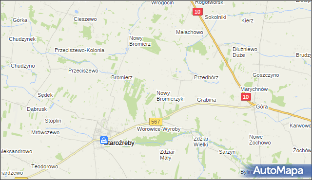 mapa Nowy Bromierzyk, Nowy Bromierzyk na mapie Targeo