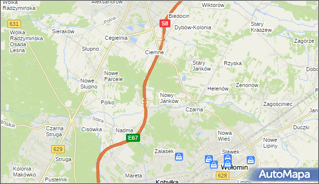 mapa Nowy Janków, Nowy Janków na mapie Targeo