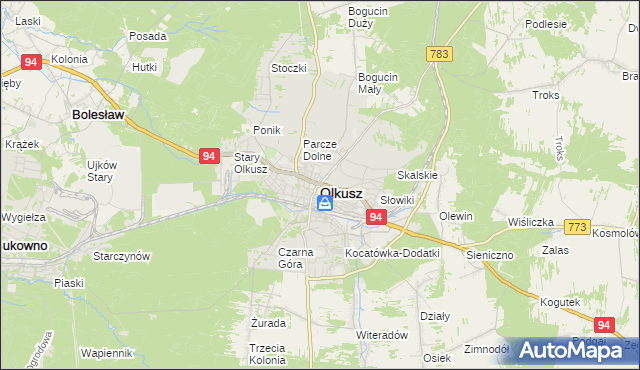 mapa Olkusz, Olkusz na mapie Targeo