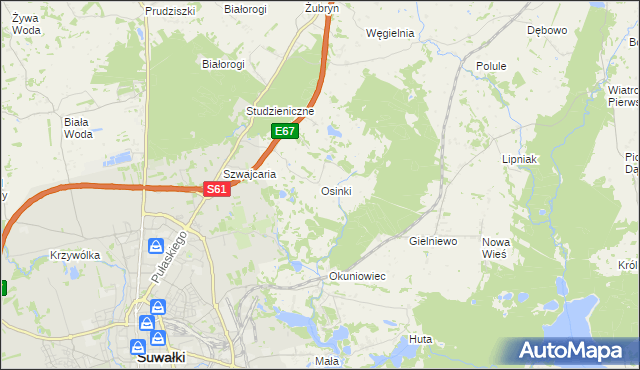 mapa Osinki gmina Suwałki, Osinki gmina Suwałki na mapie Targeo