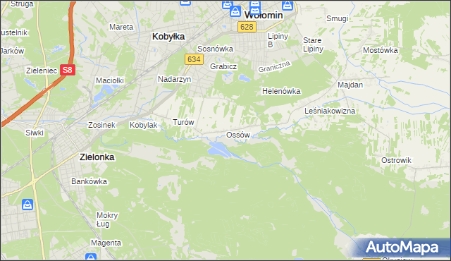 mapa Ossów, Ossów na mapie Targeo