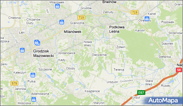 mapa Owczarnia gmina Brwinów, Owczarnia gmina Brwinów na mapie Targeo