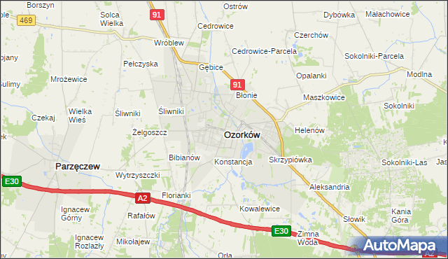 mapa Ozorków, Ozorków na mapie Targeo