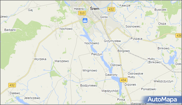 mapa Pełczyn gmina Śrem, Pełczyn gmina Śrem na mapie Targeo