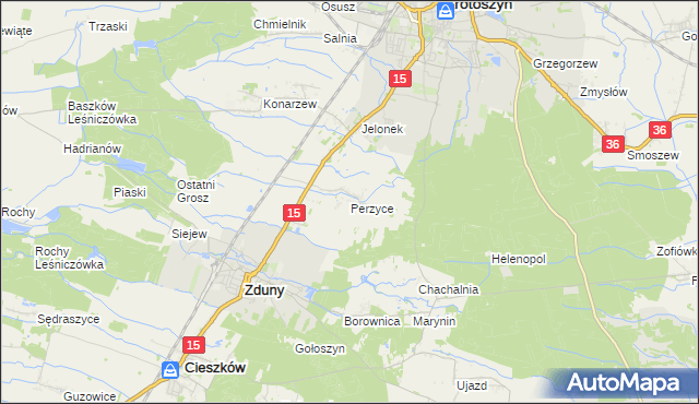 mapa Perzyce, Perzyce na mapie Targeo