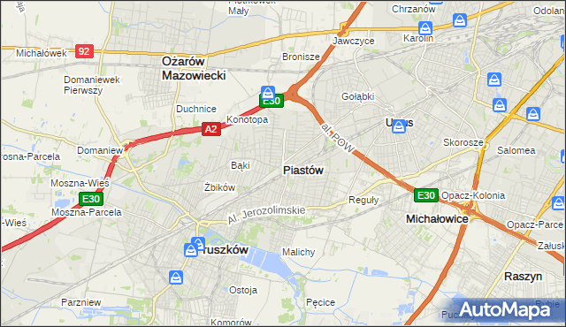 mapa Piastów powiat pruszkowski, Piastów powiat pruszkowski na mapie Targeo