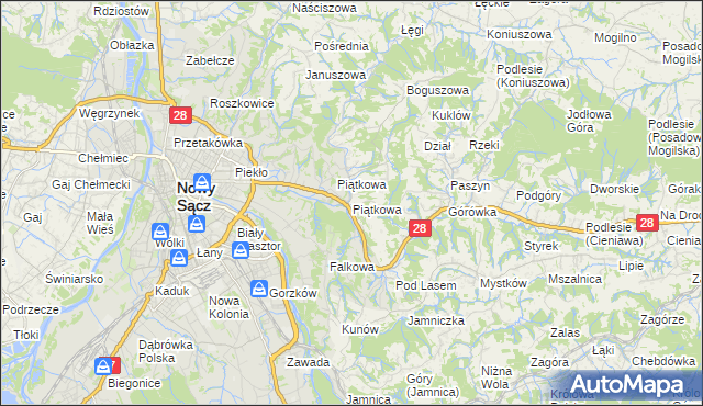 mapa Piątkowa gmina Chełmiec, Piątkowa gmina Chełmiec na mapie Targeo