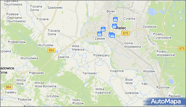 mapa Podleszany, Podleszany na mapie Targeo