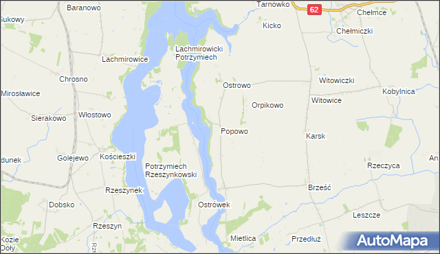 mapa Popowo gmina Kruszwica, Popowo gmina Kruszwica na mapie Targeo