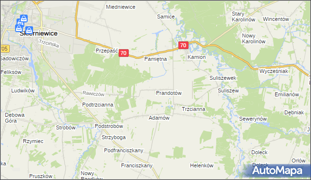 mapa Prandotów, Prandotów na mapie Targeo