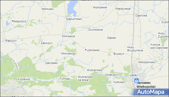 mapa Puzdrowiec, Puzdrowiec na mapie Targeo