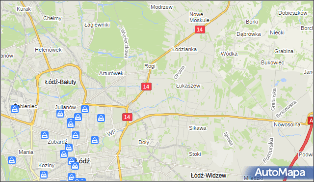 mapa Różki gmina Łódź, Różki gmina Łódź na mapie Targeo