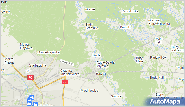mapa Ruda gmina Skierniewice, Ruda gmina Skierniewice na mapie Targeo