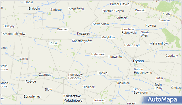 mapa Rybionek, Rybionek na mapie Targeo