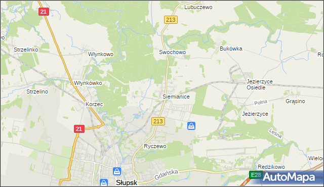 mapa Siemianice gmina Słupsk, Siemianice gmina Słupsk na mapie Targeo