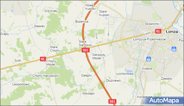 mapa Sierzputy Młode, Sierzputy Młode na mapie Targeo