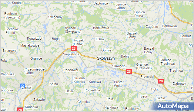 mapa Skołyszyn, Skołyszyn na mapie Targeo