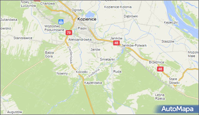 mapa Śmietanki, Śmietanki na mapie Targeo