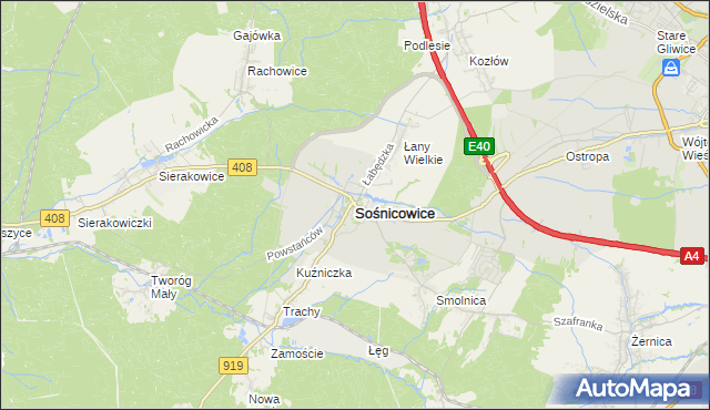 mapa Sośnicowice, Sośnicowice na mapie Targeo