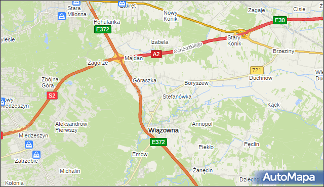 mapa Stefanówka gmina Wiązowna, Stefanówka gmina Wiązowna na mapie Targeo