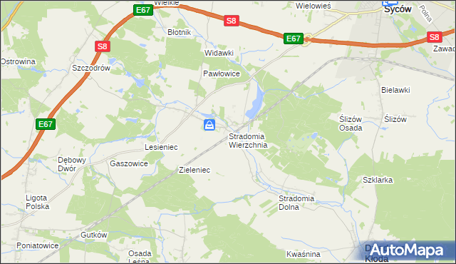 mapa Stradomia Wierzchnia, Stradomia Wierzchnia na mapie Targeo